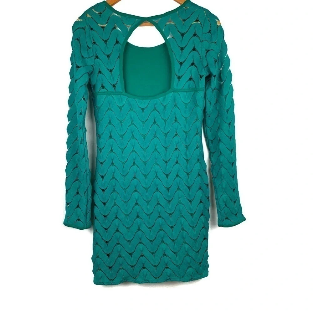 Free People Wild Thing weave crochet long sleeve dress